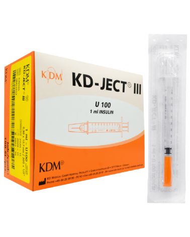 KD-Ject III strzykawka insulinowa 1ml U100 0,30x12,7mm z wtopioną igłą - pakiet 10 sztuk