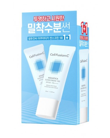 Cell Fusion C Aquatica Sunscreen 100 SPF 50+ / PA ++++ ZESTAW Wyciszający i nawilżający krem z fotoprotekcją 2 x 35 ml